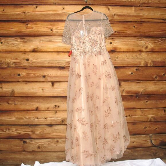 Mac Duggal 79317 Illusion Cap Sleeve A Line Gown Dress  10 - Picture 12 of 16